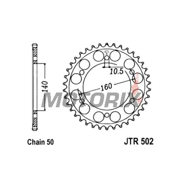 Zadní rozeta -JT- JTR502,49, 49 zubů, ocelový, Kawasaki GPX 750 1987-1988, GPZ 1100 1995-1998, GPZ 750 1987, GPZ 900 1984-1996, ZR 1100 1997-1998, ZX 1000 1988-1990, ZX 1100 1990-2001, ZZR 1100 1990-2001