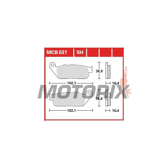 Brzdové destičky -TRW- MCB631, Honda CBR1000F (1990-1992), Honda RVF750R (1994-1997), Honda ST1100 Pan European/ABS (1990-2001), Kymco People 250 (2004-2005), Yamaha MT-01 1700 (2004-2011), Yamaha X-Max 125 ABS (2011-2012)