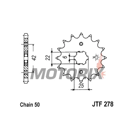 Přední pastorek -JT- JTF278,17, 17 zubů, Honda CB 250 1973-1982, CB 350 1969-1977, CB 360 1973-1977, CB 400 1974-1980, CB 450 1982-1986, CB 500 1975-1977, CJ 250 1976-1979, CJ 360 1978, CM 450 1982-1983