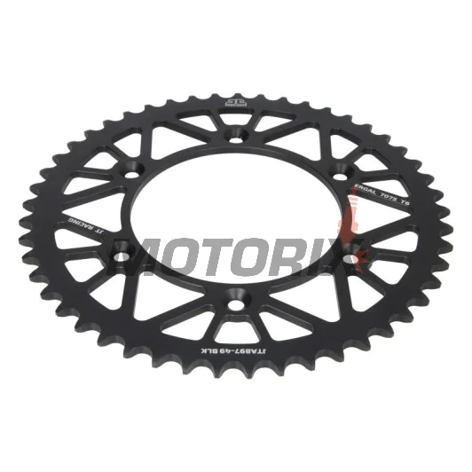 Zadní rozeta -JT- JTA897,49BLK, 49 zubů, černý, hliníkový, Husaberg FC 350 1996, FC 400 1996-1999, FC 450 2004-2006, FC 501/600 2000, FC 550 2003-2008, FE 250 2013-2014, FE 350 1996, 2013, FE 390 2010-2012, FE 400 2000-2003, FE 450 2004-2014