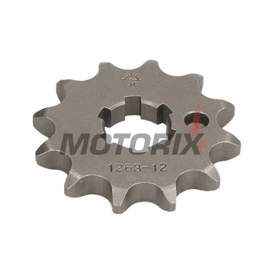 Přední pastorek -JT- JTF1263,12, 12 zubů, Suzuki TF 100/185 1981, TF 125 1979-2011, Yamaha AG 200 1984-2006, RD 125 1982-1987, RT 180 1990-1998, SR 125 1992-2003, TZR 125 1987-1993, XT 125 2005-2007, XT 225 1992-2007, XTZ 125 2002-2004