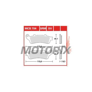 Brzdové destičky -TRW- MCB704SRM, sintrované, Aprilia Leonardo, Honda Blackbird/Silver Wing/Gold Wing/Deauville/VFR/Varadero/VTX, Kawasaki Vulcan 650, Malaguti Ciak, Peugeot Looxor (1985-2020)