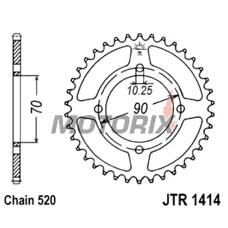 Zadní rozeta -JT- JTR1414,43, 43 zubů, ocelový, Kawasaki KEF 300 1995-2003, KFX 250 2000-2004, KSF 250 1987-2004