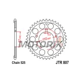 Zadní rozeta -JT- JTR807,49, 49 zubů, ocelový, Suzuki GSF 400 1990-1995, GSF 650 2007-2015, GSX 400 1988-1992, GSX 650 2008-2017, GSX-R 400 1988-1992, RF 400 1993, SV 650 1999-2015