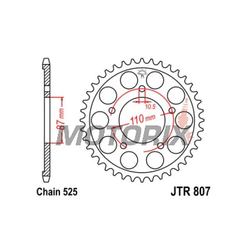 Zadní rozeta -JT- JTR807,49, 49 zubů, ocelový, Suzuki GSF 400 1990-1995, GSF 650 2007-2015, GSX 400 1988-1992, GSX 650 2008-2017, GSX-R 400 1988-1992, RF 400 1993, SV 650 1999-2015