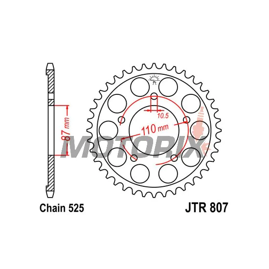 Zadní rozeta -JT- JTR807,49, 49 zubů, ocelový, Suzuki GSF 400 1990-1995, GSF 650 2007-2015, GSX 400 1988-1992, GSX 650 2008-2017, GSX-R 400 1988-1992, RF 400 1993, SV 650 1999-2015