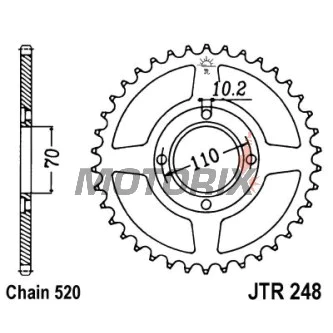 Zadní rozeta -JT- JTR248,44, 44 zubů, ocelový, Honda CB 250 1980-1983