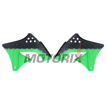Přední boční plasty -POLISPORT- černé/zelené, KAWASAKI KX 250 2009-2012