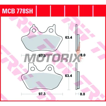 Brzdové destičky -TRW- MCB778SH, Harley Davidson FLHR Road King, FLHT Electra Glide, FLHX Street Glide, FLST Fat Boy/Softail, FLTR Road Glide, FXD Dyna, FXST Softail, VRSC V-Rod, XL Sportster - 883-1586cc, 1999-2007
