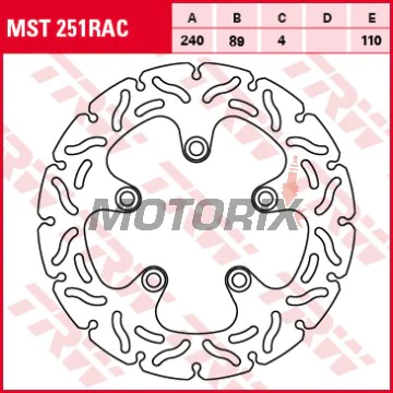 Brzdový kotouč -TRW- MST251RAC, 240mm, Kawasaki J300 (2014-2018) + Suzuki GSF Bandit 600/650/1200 + GSX 600F/750/750F/1200 Inazuma/1300R Hayabusa + GSX-R 750/1100W + RF600R/900R + SV650/650S (1988-2007)