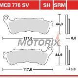 Brzdové destičky -TRW- MCB776SH, Harley-Davidson XL883-1200 Sportster + Honda CB-CBF-CBR/FES-FJS-NSS Forza/NC-NT-SH-ST/VFR-VT-XL + Suzuki Burgman/Sixteen/Boulevard-Intruder 1800 (2004-2018)