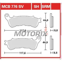 Brzdové destičky -TRW- MCB776SH, Harley-Davidson XL883-1200 Sportster + Honda CB-CBF-CBR/FES-FJS-NSS Forza/NC-NT-SH-ST/VFR-VT-XL + Suzuki Burgman/Sixteen/Boulevard-Intruder 1800 (2004-2018)