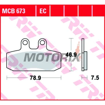 Brzdové destičky -TRW- MCB673, Honda CMX Rebel 250 (1997-1999), SJ Bali 50/100 (1993-2000), Simson Schikra 125 (1999-2000)