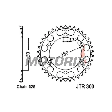 Zadní rozeta -JT- JTR300,43, 43 zubů, ocelový, Honda XL 400 1988-1998, XL 600 1987-2000, XL 650 2000-2007, XL 700 2008-2013, XRV 650 1988-1990, Yamaha FZ8 800 2009-2016, TDM 900 2001-2014, TRX 850 1995-2000