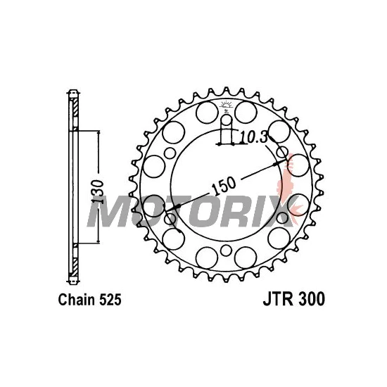 Zadní rozeta -JT- JTR300,43, 43 zubů, ocelový, Honda XL 400 1988-1998, XL 600 1987-2000, XL 650 2000-2007, XL 700 2008-2013, XRV 650 1988-1990, Yamaha FZ8 800 2009-2016, TDM 900 2001-2014, TRX 850 1995-2000