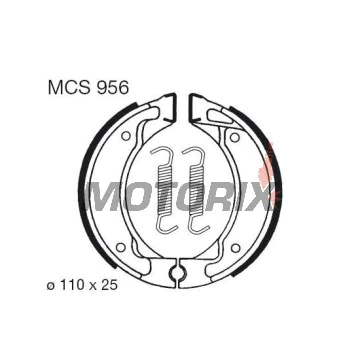 Brzdové čelisti -TRW- MCS956, 110x25mm, MBK Active50 Booster/Booster NG/Booster Rocket Fizz50 Forte50 Flipper50 Yamaha CW50 BWS DT50/80 PW80 RS100 SR125 Crypton105 Breeze50