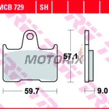 Brzdové destičky -TRW- MCB729SH, Honda CB400 Super Four; Kawasaki ZX-7RR Ninja, ZZR1400; Suzuki Bandit 650, GSX1400, GSX-R 600/750/1000