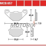Brzdové destičky -TRW- MCB657, Aprilia ETX/MX/Pegaso/RX/SX/Tuareg 125-650, Beta Alp/Euro/Jonathan/M4, Buell M2/S1/S3 1200, Cagiva N90/WMX 50, Fantic Big Wheel/Grinta/Leader, Garelli Big Wheel/Bip Racing, Gas Gas Enducross 125TT, Gilera Eaglet 50, Husqvarn