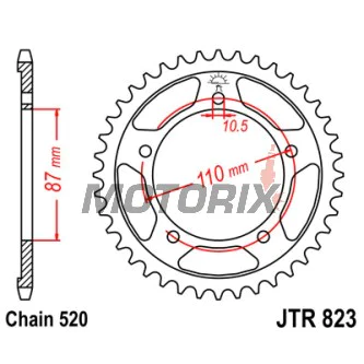 Zadní rozeta -JT- JTR823,49, 49 zubů, ocelový, Suzuki GS 500 1988-2010, GSF 250 1990-2000, GSX 250 1991-1993, GW 250 2012-2017, SFV 650 2009-2015, SV 650 2016-2019