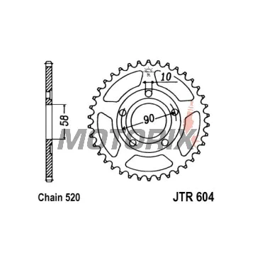 Zadní rozeta -JT- JTR604,35, 35 zubů, ocelový, Gilera Crono 125 1991-1992, MX 125 1989-1991, MX 1 125 1988-1989, SP 125 1988-1992, Honda CRM 125 1990-1999, NSR 125 1989-2002