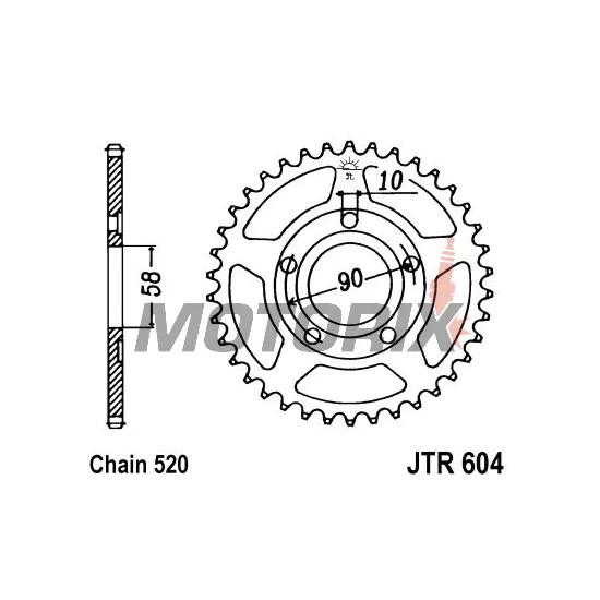 Zadní rozeta -JT- JTR604,35, 35 zubů, ocelový, Gilera Crono 125 1991-1992, MX 125 1989-1991, MX 1 125 1988-1989, SP 125 1988-1992, Honda CRM 125 1990-1999, NSR 125 1989-2002