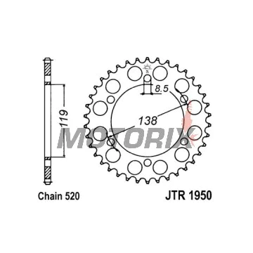 Zadní rozeta -JT- JTR1950,48, 48 zubů, ocelový, Husaberg 600 600 1993-1995, FC 350 1996, FC 400/501/600 1996-1999, FE 350 1996, FE 400 1996-1999, FE 501/600 1996-1997, 1999