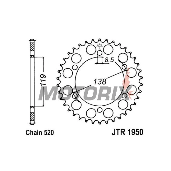 Zadní rozeta -JT- JTR1950,48, 48 zubů, ocelový, Husaberg 600 600 1993-1995, FC 350 1996, FC 400/501/600 1996-1999, FE 350 1996, FE 400 1996-1999, FE 501/600 1996-1997, 1999