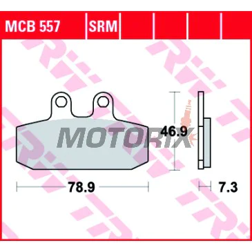 Brzdové destičky -TRW- MCB557, Aprilia Atlantic/Scarabeo/Sportcity 125-500, Leonardo 250-300, Tuareg 125-600, Cagiva Blues/Mito/Roadster 50-200, Gilera Dakota/ER/XRT 125-600, Honda NSR/CRM/XL 125, Malaguti Spider Max 500, Peugeot Speedake 50, Sachs Roadst