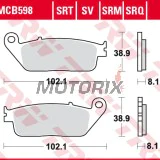 Brzdové destičky -TRW- MCB598SV, BMW C 600/650/Evolution, Cagiva Gran Canyon/Navigator, Honda CB/CBF/CBR/Hornet/Forza/Shadow, Kawasaki J/Z/KLE, Kymco Downtown/Xciting, Suzuki Burgman/Bandit, Triumph Bonneville/Tiger, Yamaha MT-01/WR - 1987-2022