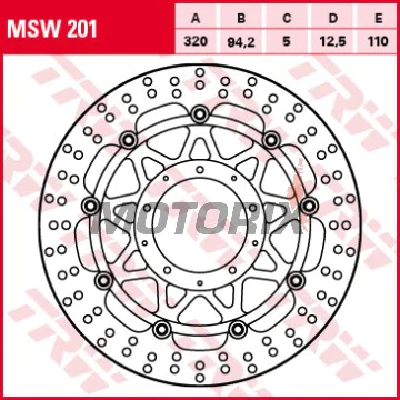 Brzdový kotouč -TRW- MSW201, 320mm, Honda VFR1200F V4/DCT/ABS (2010-2015)
