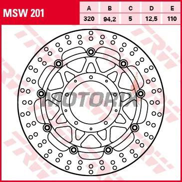 Brzdový kotouč -TRW- MSW201, 320mm, Honda VFR1200F V4/DCT/ABS (2010-2015)