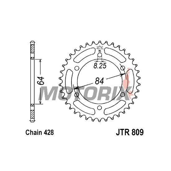 Zadní rozeta -JT- JTR809,51, 51 zubů, ocelový, Kreideler 125 125 2007-2008, Suzuki TF 100/185 1981, TF 125 1979-2011