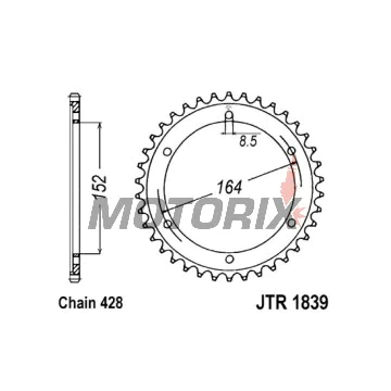 Zadní rozeta -JT- JTR1839,55, 55 zubů, ocelový, Yamaha SR 400 2014-2017, SR 500 1991-1999