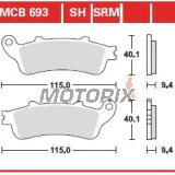 Brzdové destičky -TRW- MCB693SRM, sintrované, Aprilia ETV/RS/RSV/SL/Tuono + Benelli TnT/Tornado/TreK + Ducati 748-1198/Monster/SS/ST2 + Honda FES/ST + Moto Guzzi Breva/Nevada/V7 + Rieju MRT/SMX/Tango (1997-2010)