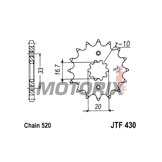 Přední pastorek -JT- JTF430,14, 14 zubů, Kawasaki KX 250 2004-2005, Suzuki GS 250 1979, GSX 250 1979, RM-Z 250 2004-2006
