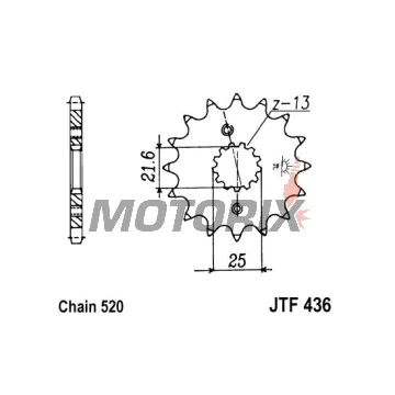 Přední pastorek -JT- JTF436,16, 16 zubů, Aprilia RS 250 1995-2004, Suzuki RG (RGV) 250 1983-1984, 1986-1988, RGV 250 1989-1996