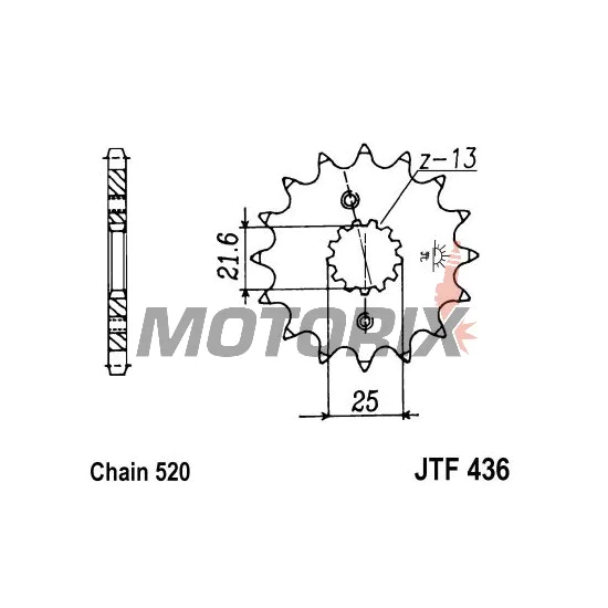 Přední pastorek -JT- JTF436,16, 16 zubů, Aprilia RS 250 1995-2004, Suzuki RG (RGV) 250 1983-1984, 1986-1988, RGV 250 1989-1996