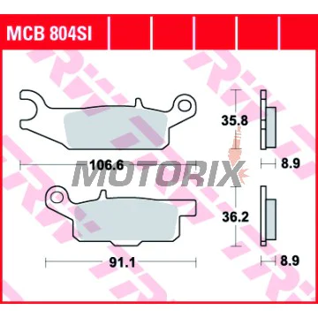 Brzdové destičky -TRW- MCB804SI, Yamaha YFM Grizzly 550F/700/700F 4x4 EPS - 2006-2018
