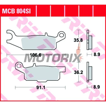 Brzdové destičky -TRW- MCB804SI, Yamaha YFM Grizzly 550F/700/700F 4x4 EPS - 2006-2018