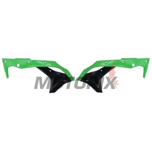 Přední boční plasty -POLISPORT- černé/zelené, KAWASAKI KX 250 2017-2020