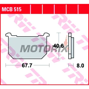 Brzdové destičky -TRW- MCB515, Kawasaki GPZ 400 (1983-1984), GT 750 (1982-1996), Z 400/550/650 KZ/750/1000A/1100GP-ST (1980-1993)