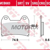Brzdové destičky -TRW- MCB683SV, Aprilia Pegaso/RS/RSV, Benelli TnT/Tornado, BMW F/G/R nineT, Cagiva Raptor, Ducati Monster/Multistrada/SS, KTM Duke/LC4/SM, Moto Guzzi, Yamaha XT 660X