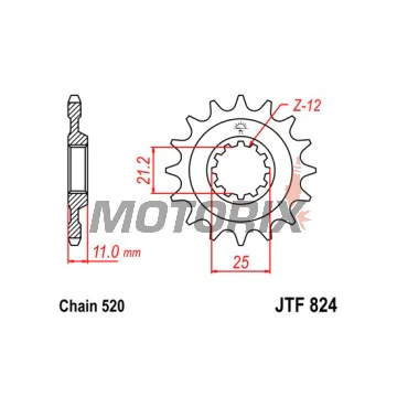Přední pastorek -JT- JTF824,17, 17 zubů, Husqvarna CR 125/250 2000-2005, SM 450 2005-2010, SM 510 2004-2010, SM 530 2008-2009, SM 570 2001-2004, SM 610 1998-2010, SM 630 2010, SMR 450 2003-2010, SMS 630 2010-2011, TC 250 2002-2008