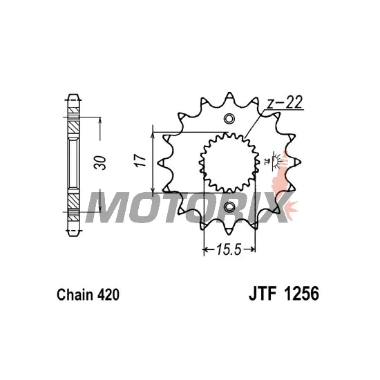 Přední pastorek -JT- JTF1256,16, 16 zubů, Honda CR 80 2003-2004, CR 85 2003-2007, CRF 50 2004-2016, CRF 70 2004-2012, XR 50 2000-2004, XR 70 2000-2003