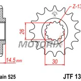 Přední pastorek -JT- JTF1332,14, 14 zubů, Honda CB 1000 2018-2020, CB 400 1991, CB 500 1994-2003, CB 750 1991-2003, CB-1 400 1989-1991, GB 500 1989-1990, NTV 650 1988-1991, RVF 750 1994-1998, VFR 800 2014-2017, VT 600 1990-2000