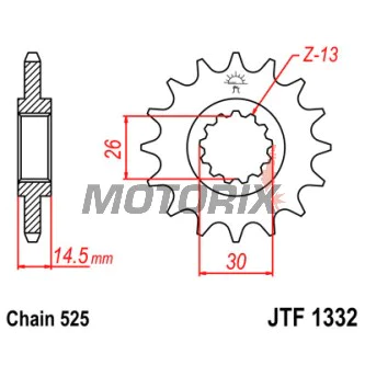 Přední pastorek -JT- JTF1332,17, 17 zubů, Honda CB 1000 2018-2020, CB 400 1991, CB 500 1994-2003, CB 750 1991-2003, CB-1 400 1989-1991, GB 500 1989-1990, NTV 650 1988-1991, RVF 750 1994-1998, VFR 800 2014-2017, VT 600 1990-2000
