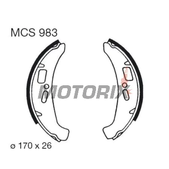Brzdové čelisti -TRW- MCS983, 170x26mm, Piaggio/Vespa Cosa 125/150/200, Cosa 2, 200FL E-Start (1988-1996)