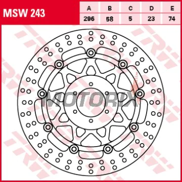 Brzdový kotouč -TRW- MSW243, 296mm, Honda CB600F Hornet/Hornet S 600 (1998-2006)