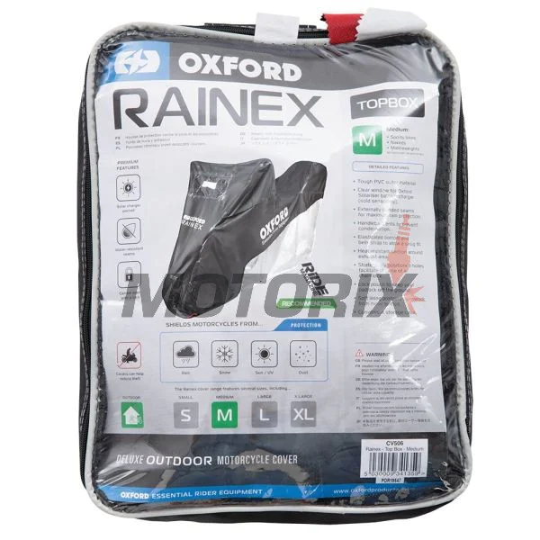 Plachta na motocykl -OXFORD- Rainex, černá/stříbrná, S