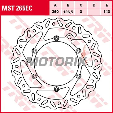 Brzdový kotouč -TRW- MST265EC, 260mm, Benelli BX449 + Honda CB1000R + Husaberg FC-FE-FS 400-600 + Husqvarna FC-FE-TC-TE 125-501 + KTM EXC/SX/XC 125-625 (1993-2020)